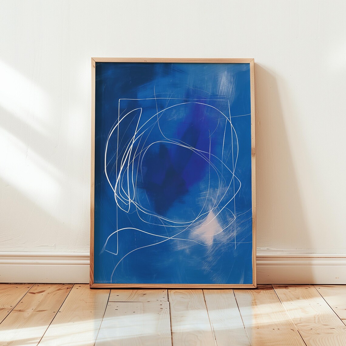 Blue Abstract Painting Minimalist Wall Art