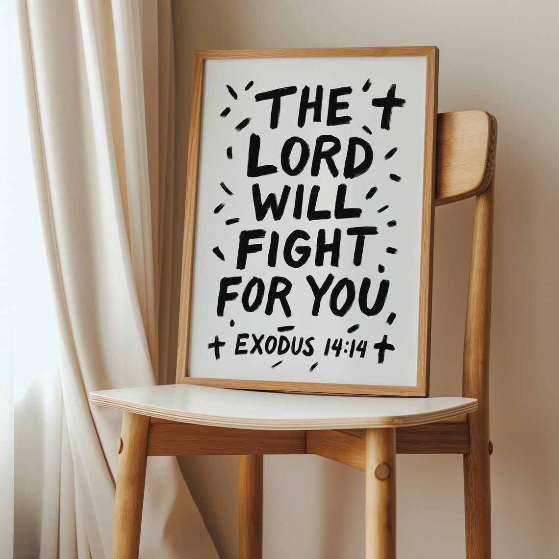 The Lord Will Fight For You Print Exodus 1414 Wall Art Christian Scripture Bold Faith Decor