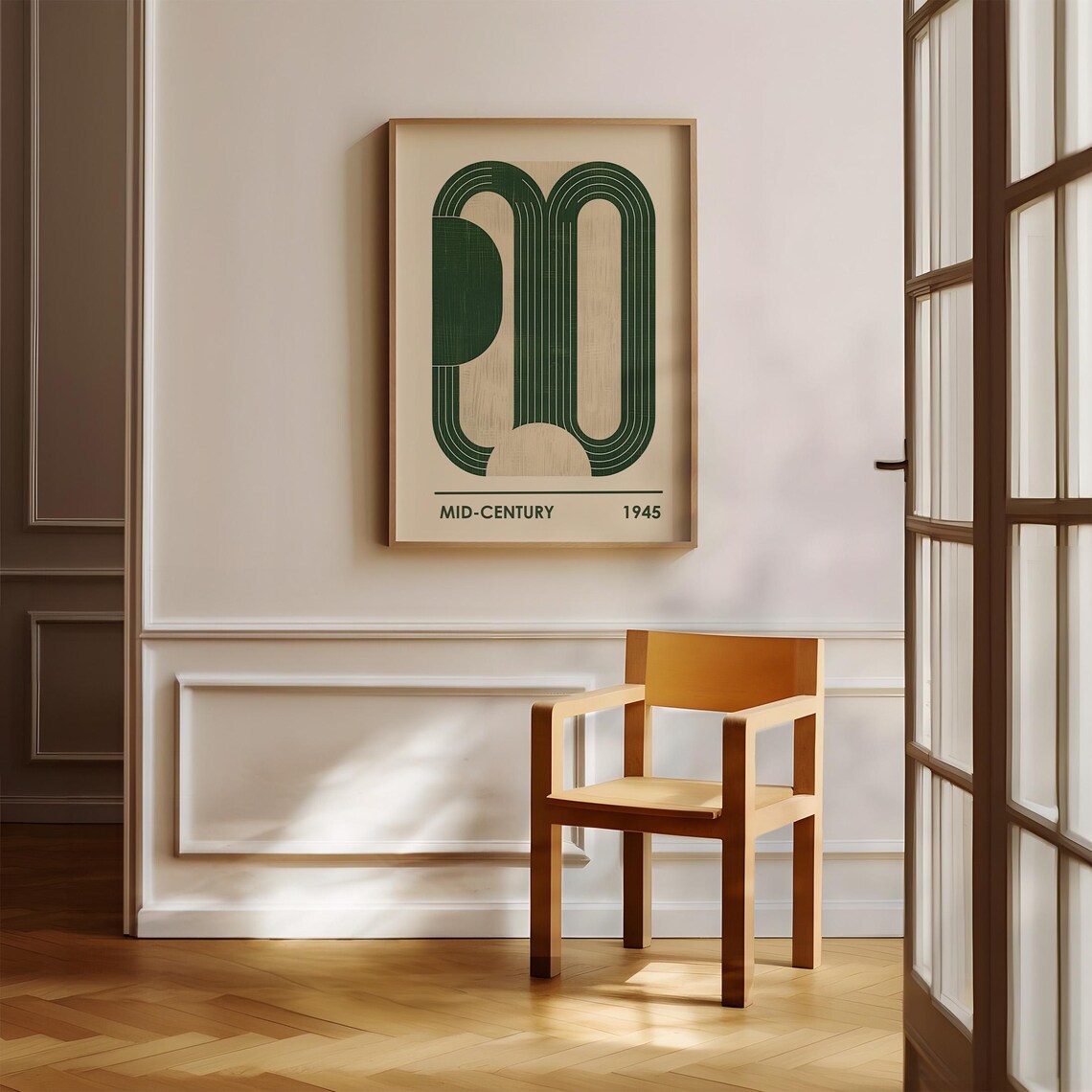 Mid Century Modern Green Arches Geometric Retro 1945 Wall Art