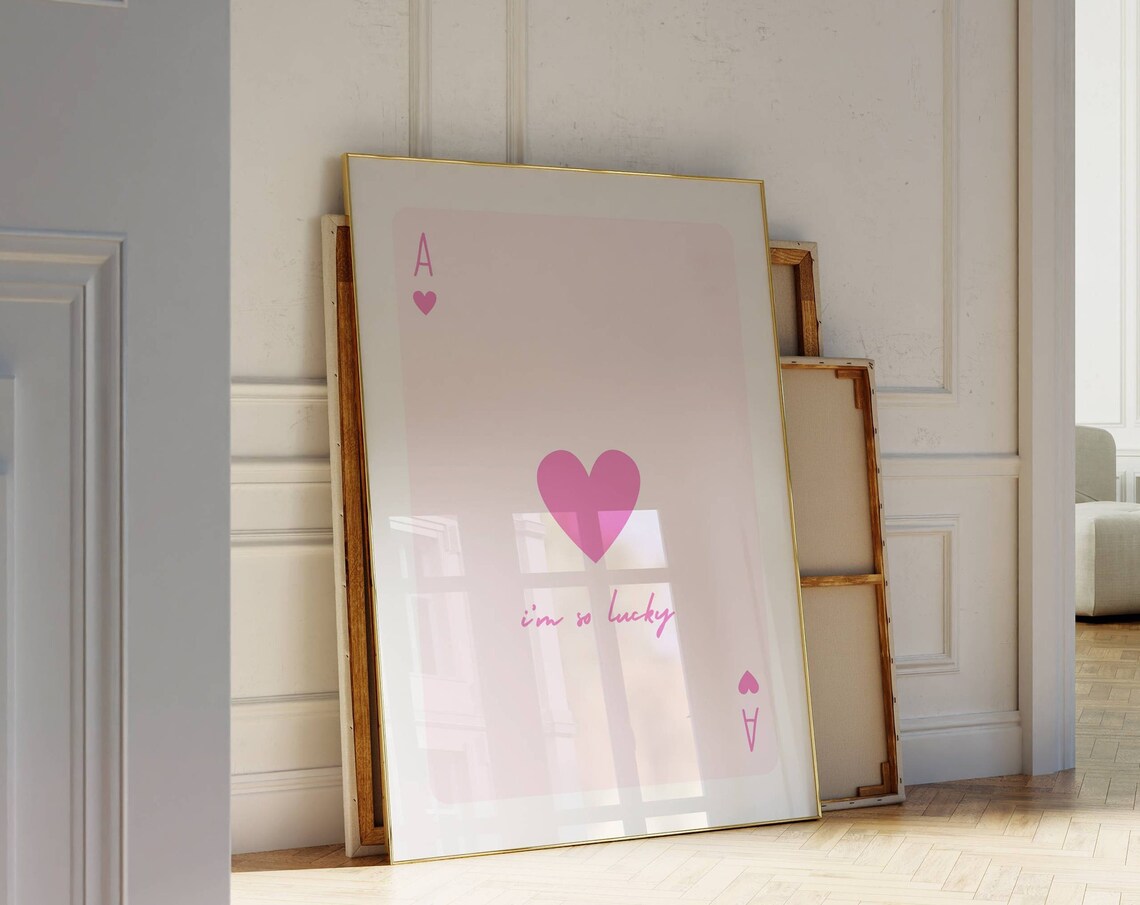 Lucky Girl Retro Ace Of Hearts Art Print