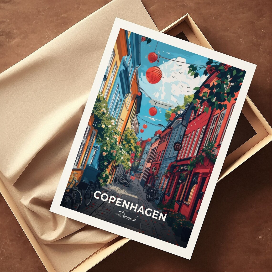 Copenhagen Christiania Lantern Street Colorful Houses Poster - Image 3