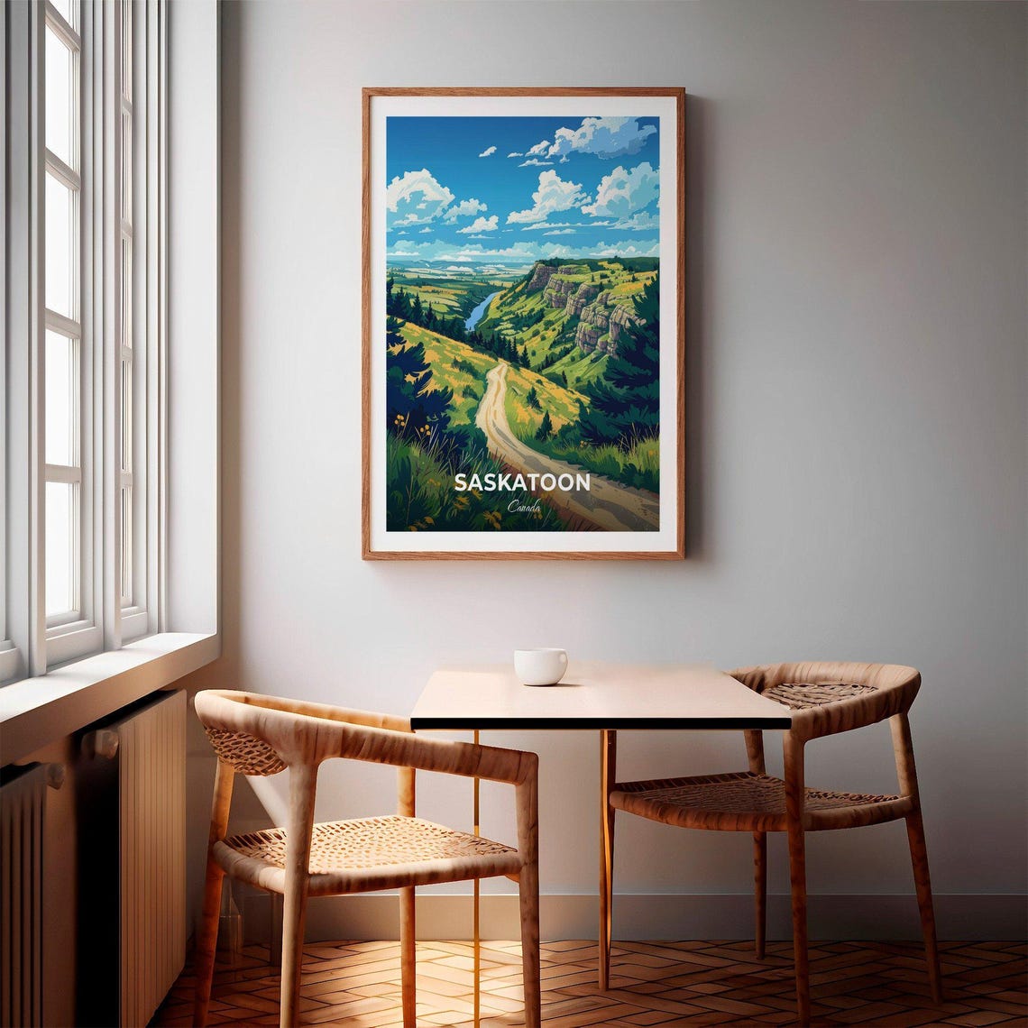 Saskatoon Canada River Valley Canyon Trail Summer View Poster - Image 2