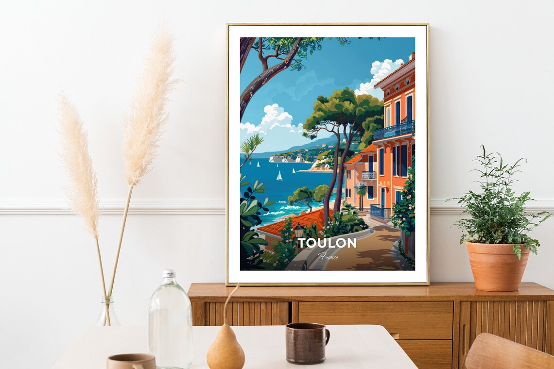 Toulon France Travel Poster Charming Harbor Town Coast Artwork - Image 2