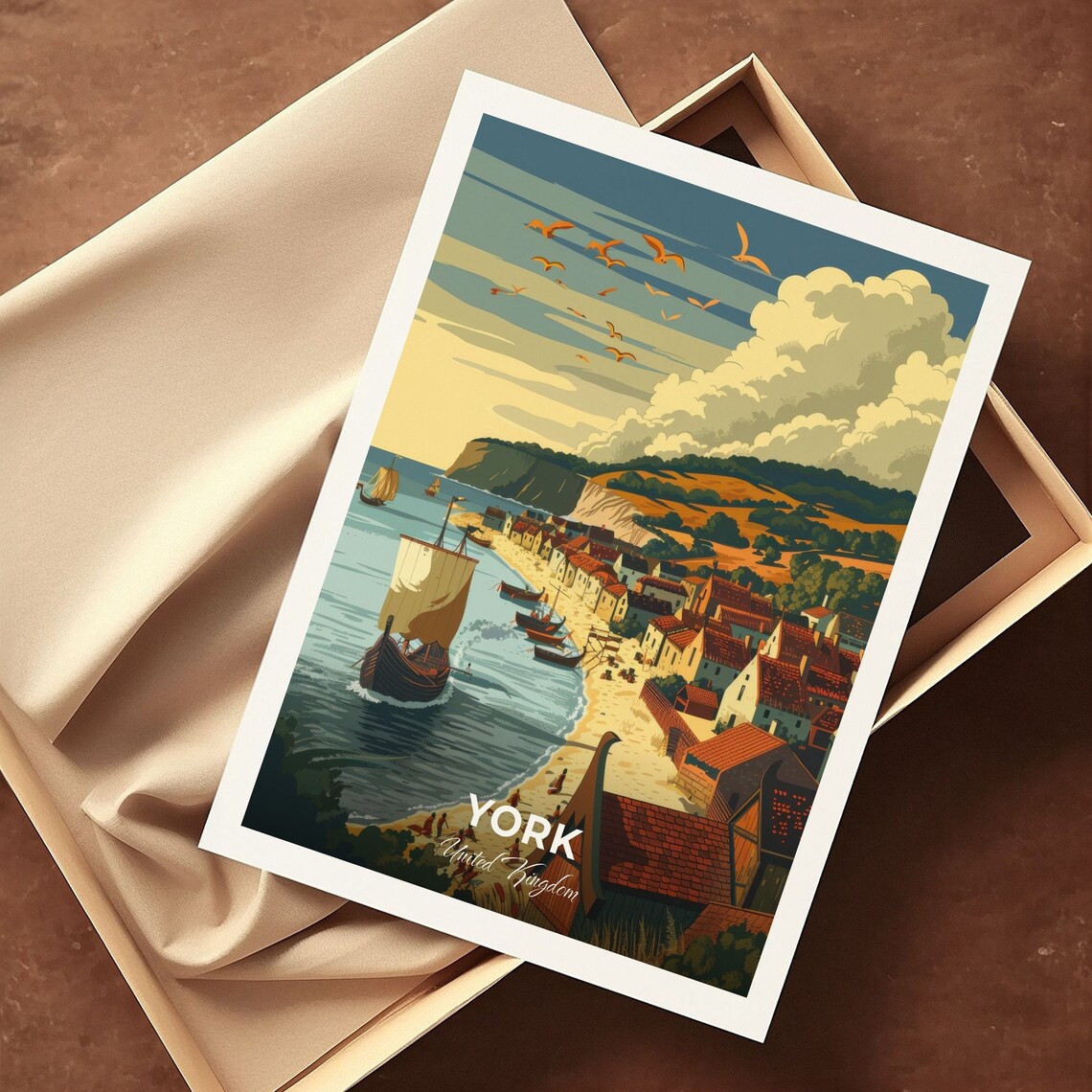 York United Kingdom Viking Longship Harbor Coastal Town Historic Poster - Image 3