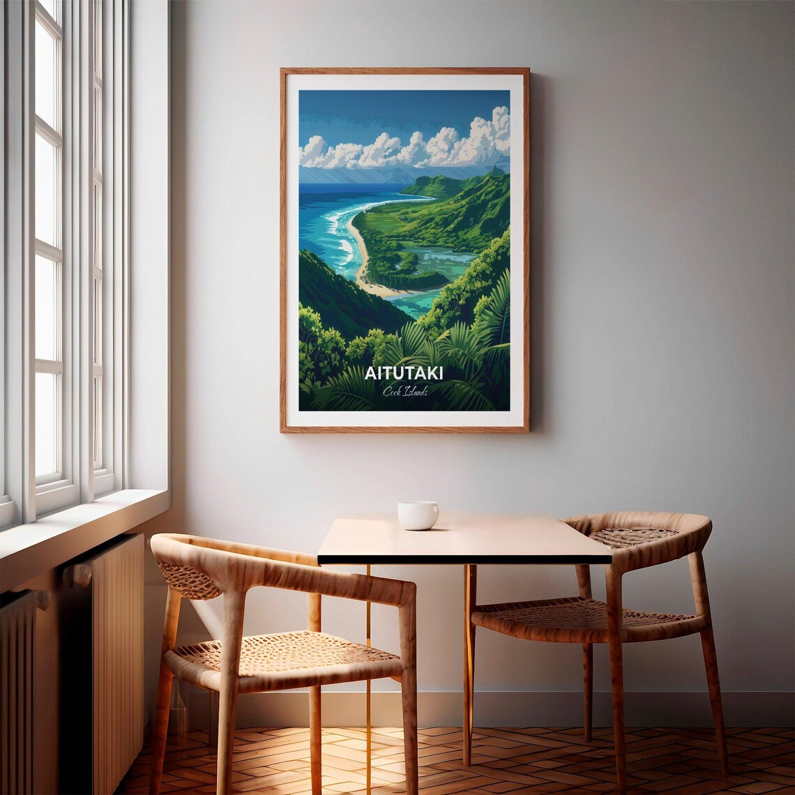 Aitutaki Cook Islands Tropical Lagoon Aerial Island Travel Poster - Image 2