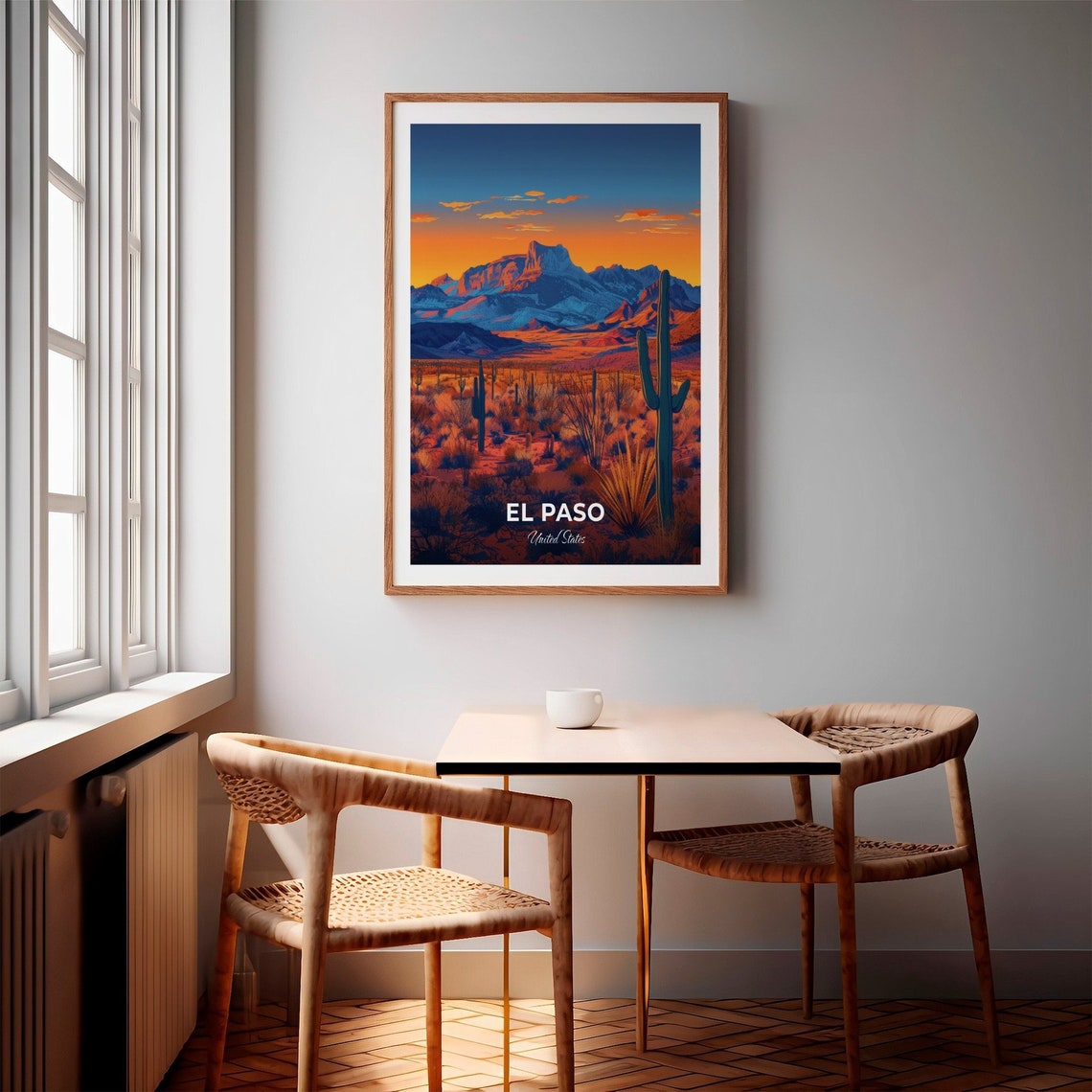 El Paso Franklin Mountains Desert Sunset Saguaro Travel Poster - Image 2