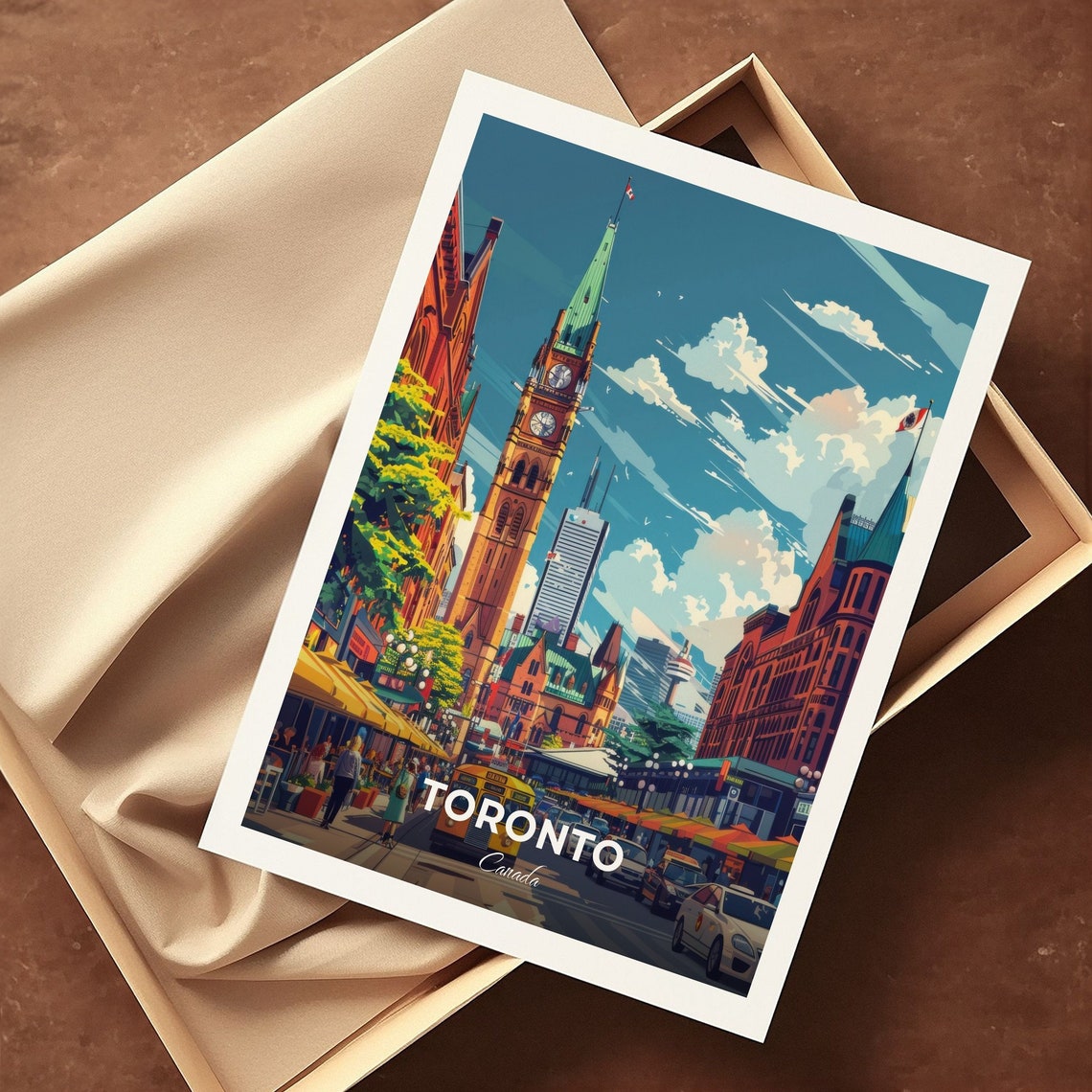 Toronto Canada Saint Lawrence Market Clock Tower Travel Poster - Image 3