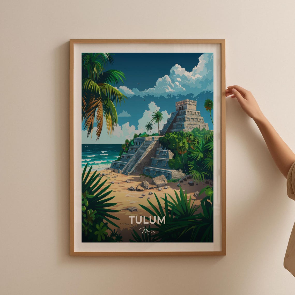 Tulum Mexico El Castillo Mayan Pyramid Beach Ruins Travel Poster - Image 2