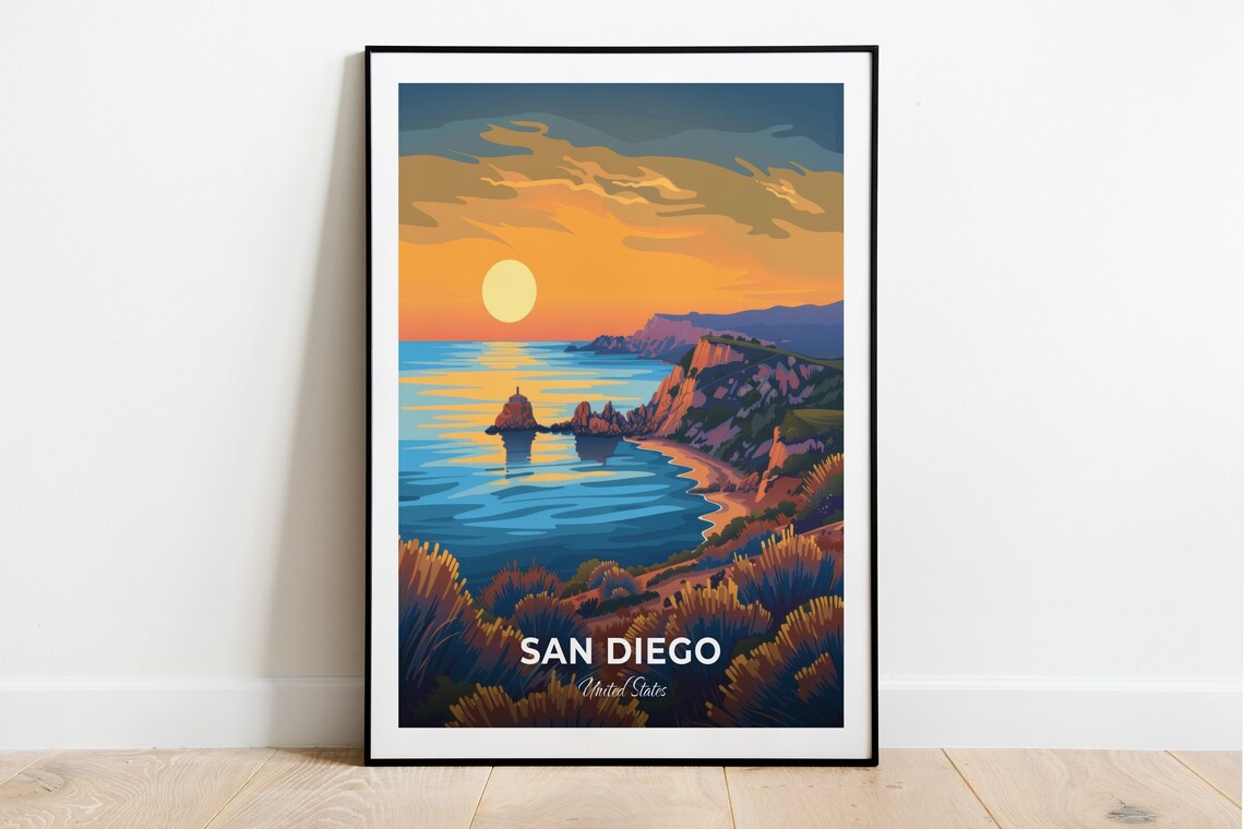 San Diego United States Cabrillo Coast Sunset Cliffs Ocean View Poster