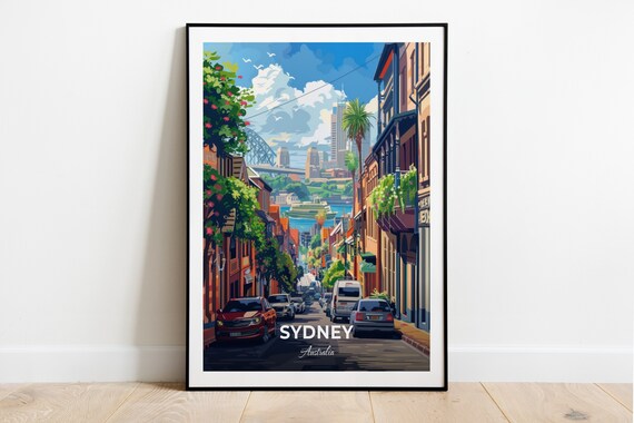 Sydney The Rocks Historic Street Harbour Bridge View Travel Art Poster