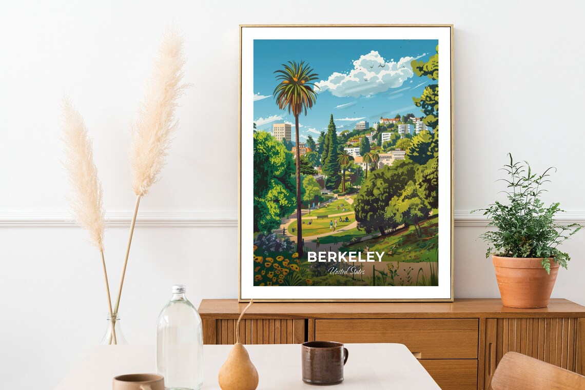 Berkeley United States Cesar Chavez Park Palm Skyline View Travel Poster - Image 2