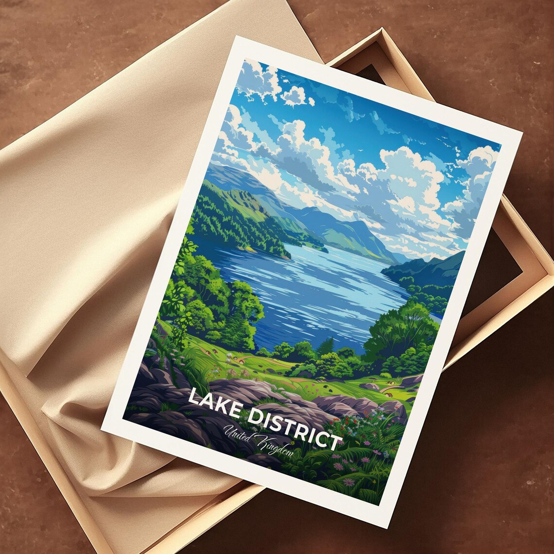 Lake District England Lush Green Valley Lake Scenic Travel Poster - Image 4