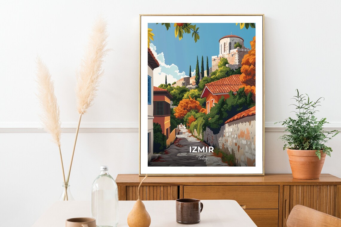 Izmir Turkey Agora Old Town Hillside Travel Poster Historic View Art - Image 2
