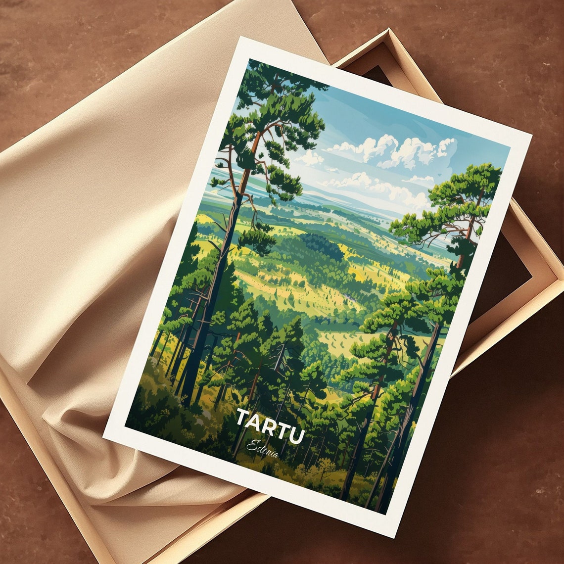 Tartu Estonia Pine Forest Hill Green Valley Panorama Travel Poster - Image 3