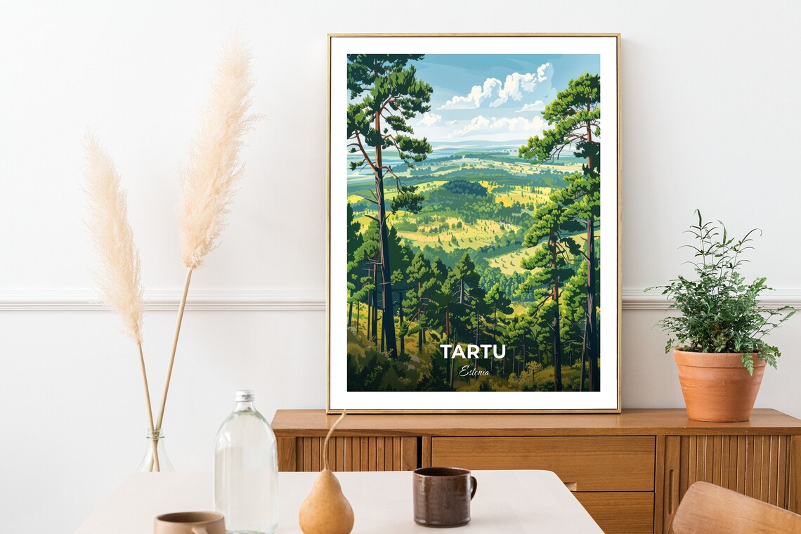 Tartu Estonia Pine Forest Hill Green Valley Panorama Travel Poster - Image 2