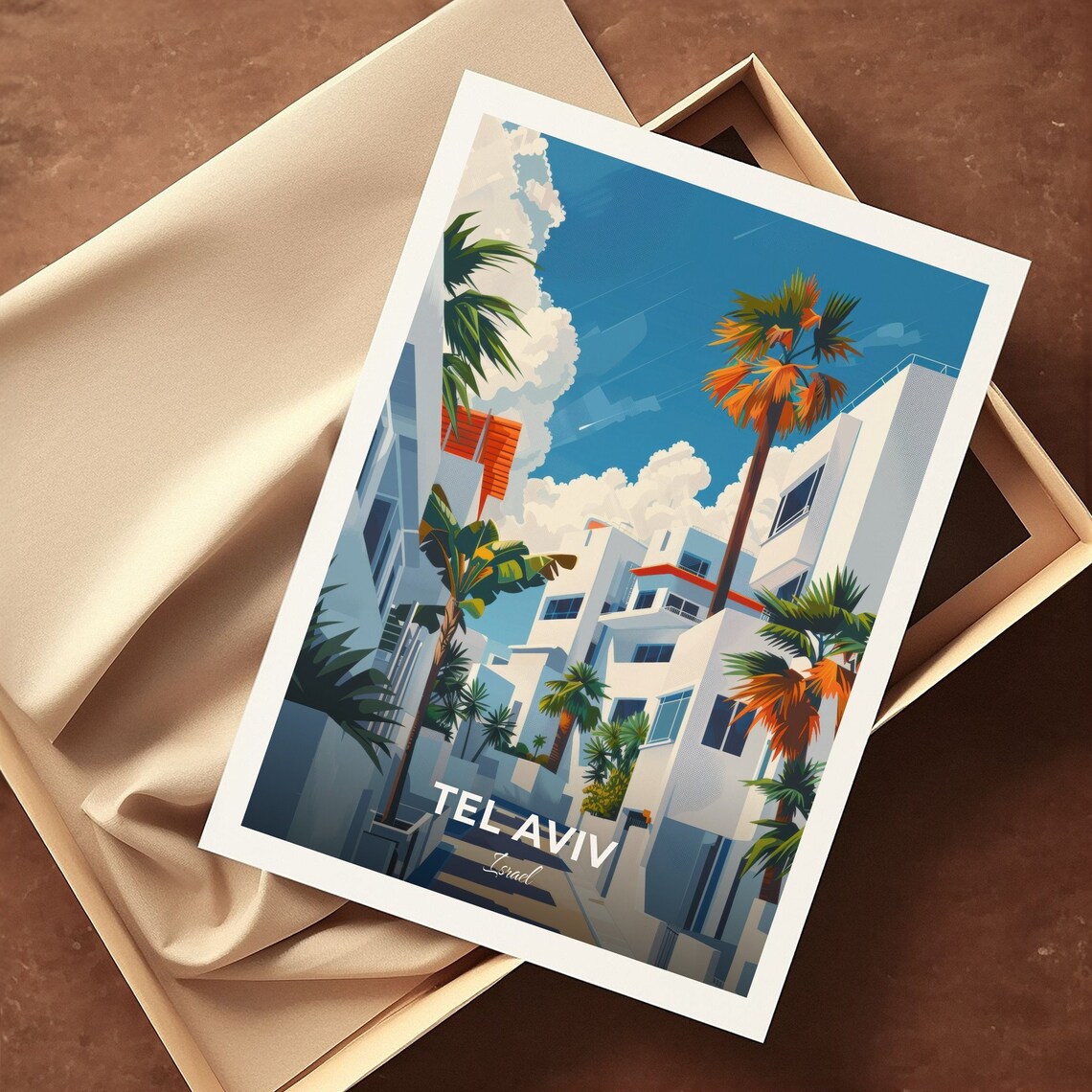 Tel Aviv White City Bauhaus Palms Modernist Street Travel Poster - Image 3