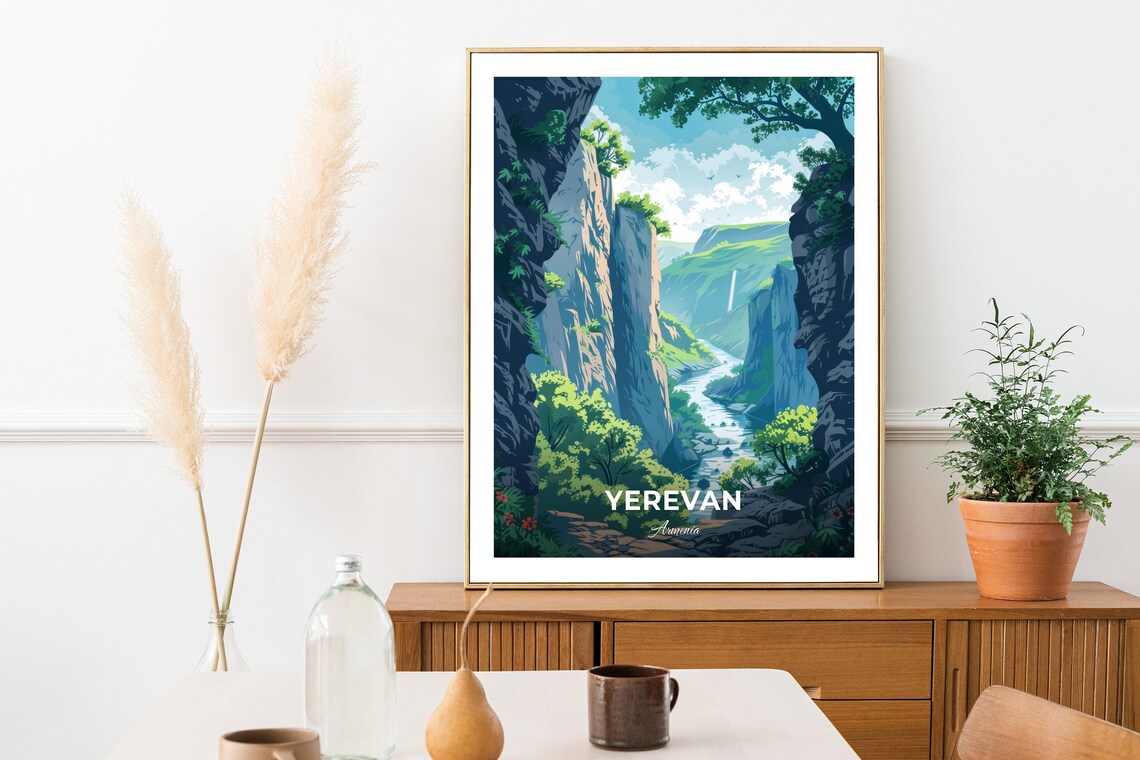 Yerevan Armenia Green Hrazdan Gorge Canyon River Travel Poster - Image 2