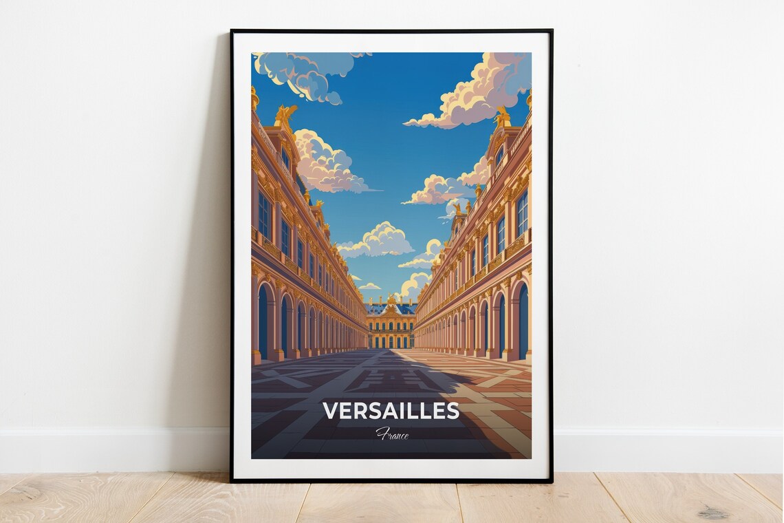 Versailles France Palace Courtyard With Golden Ornate Facade Poster
