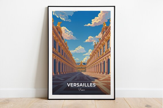 Versailles France Palace Courtyard With Golden Ornate Facade Poster