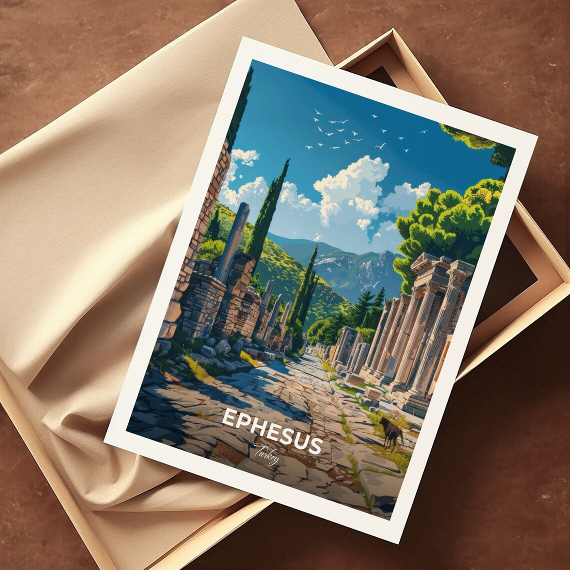 Ephesus Turkey Arcadian Way Ancient Column Street Travel Poster - Image 3