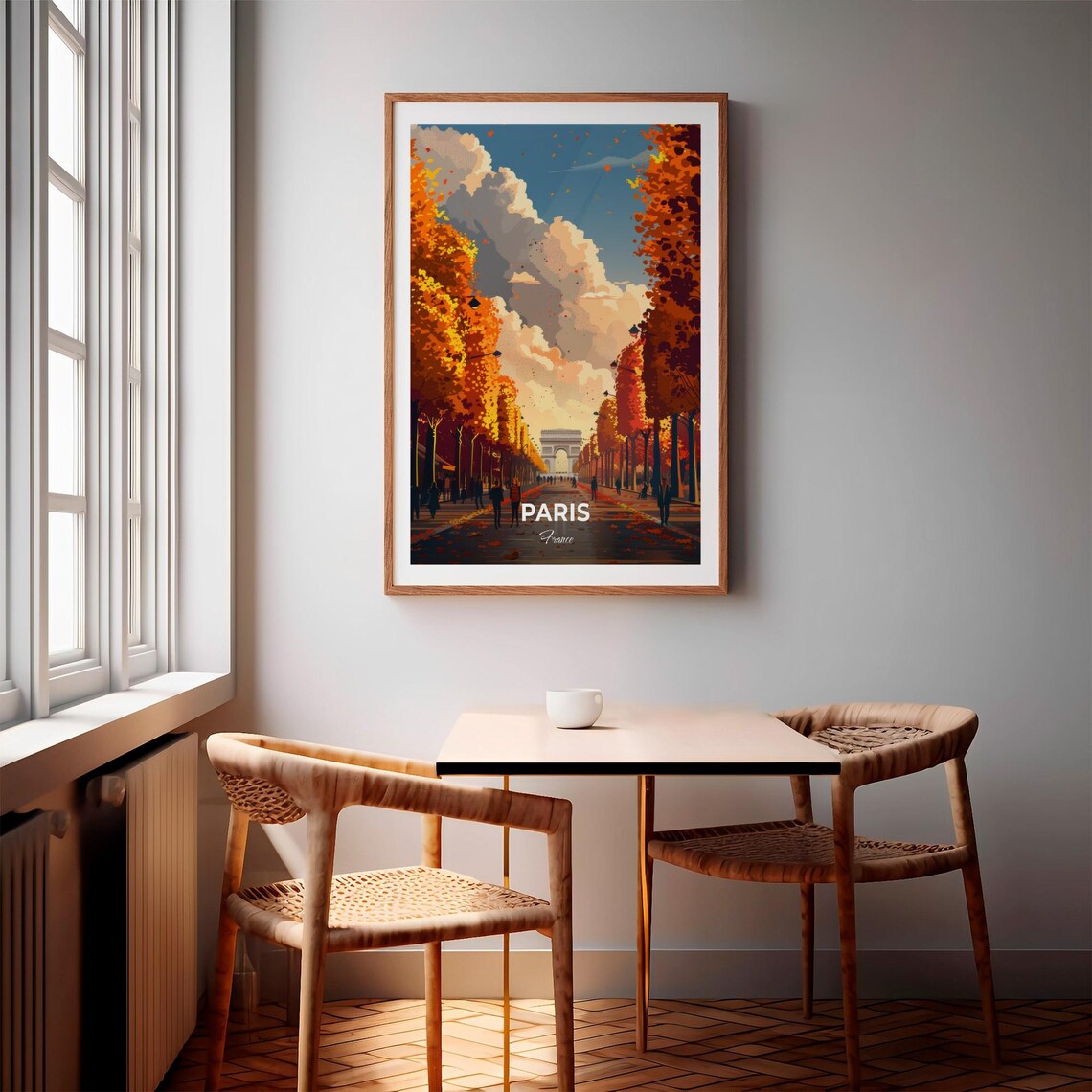Paris France Arc de Triomphe Autumn Avenue Vintage Travel Poster - Image 3
