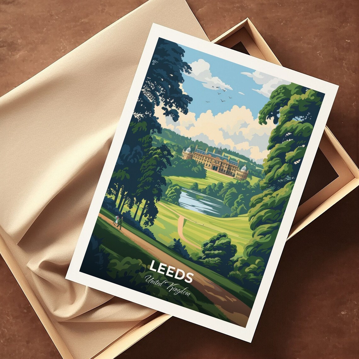 Leeds Harewood House Country Estate Lake England Travel Poster - Image 3