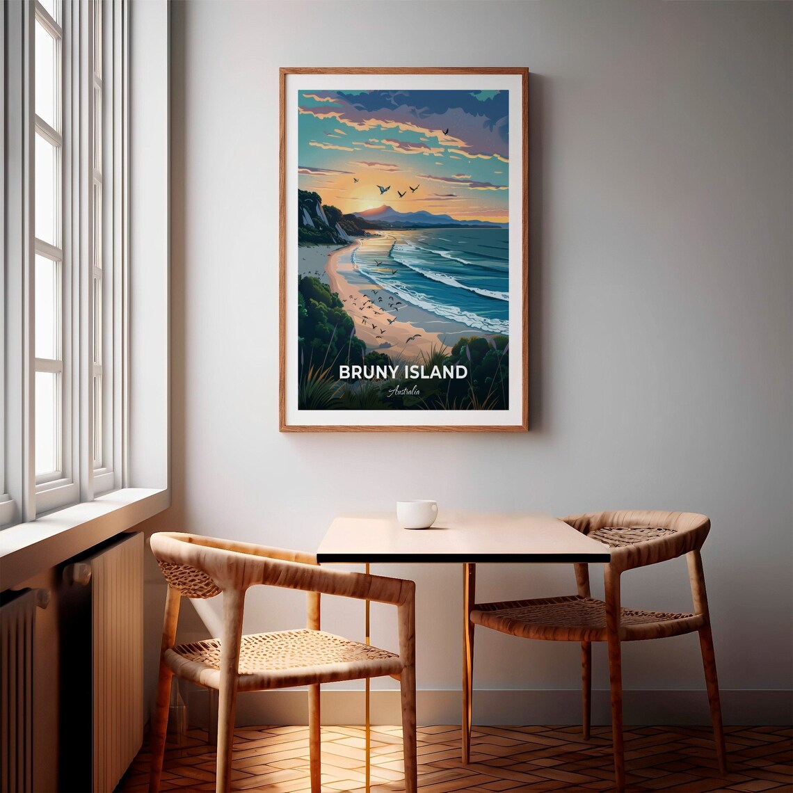 Bruny Island Australia Sunrise Beach Waves and Birds Travel Poster - Image 2