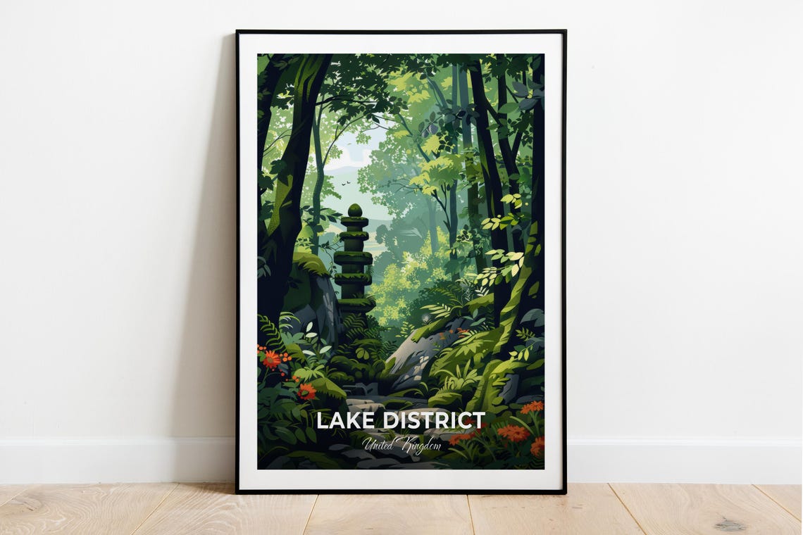 Lake District England Mossy Forest Glen Nature Travel Poster