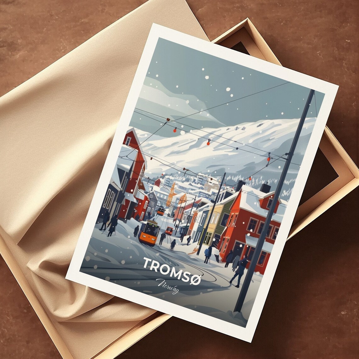 Tromso Norway Winter Street Snow Mountain View Travel Poster - Image 3