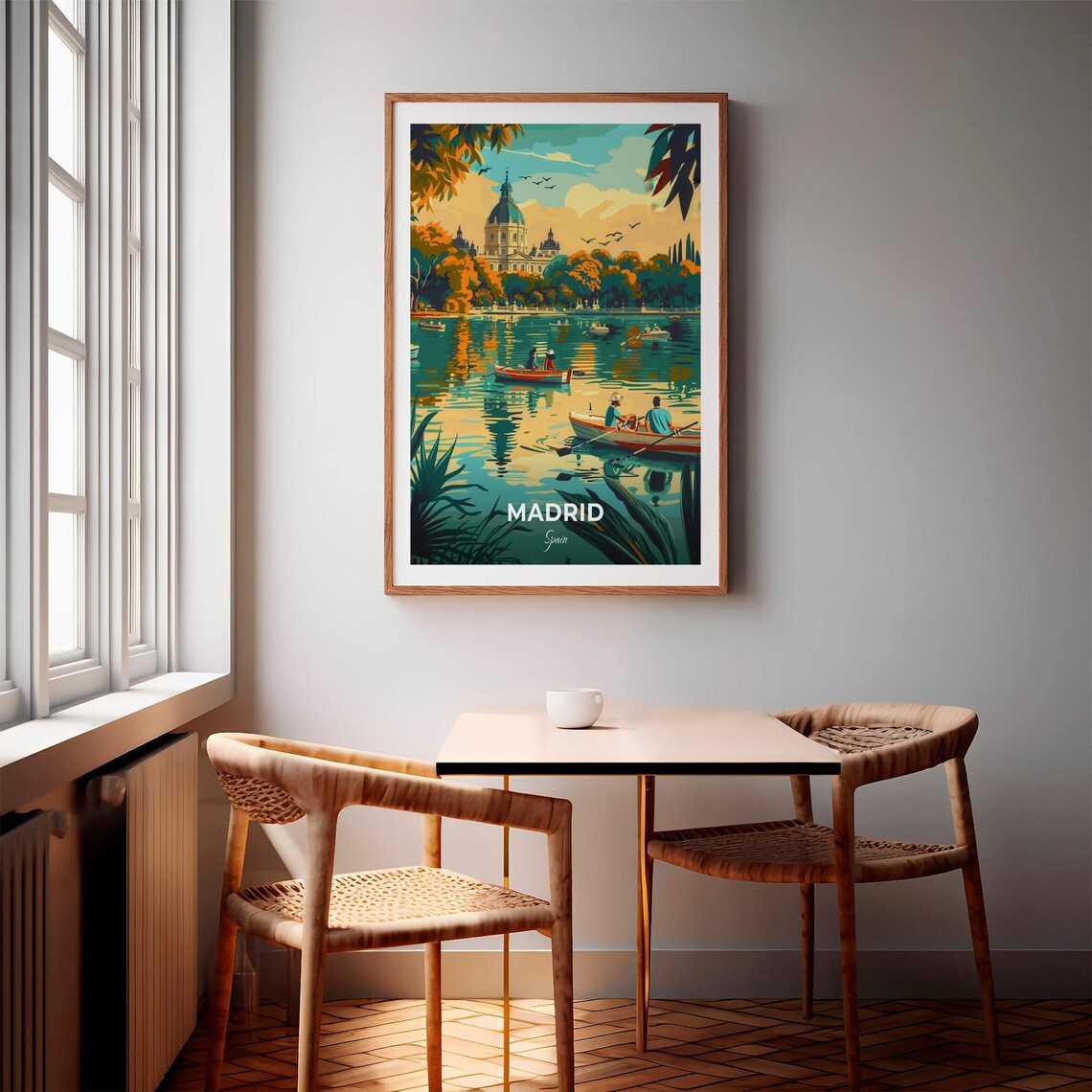 Madrid Spain Retiro Park Lake Rowboats Vintage Travel Poster - Image 3