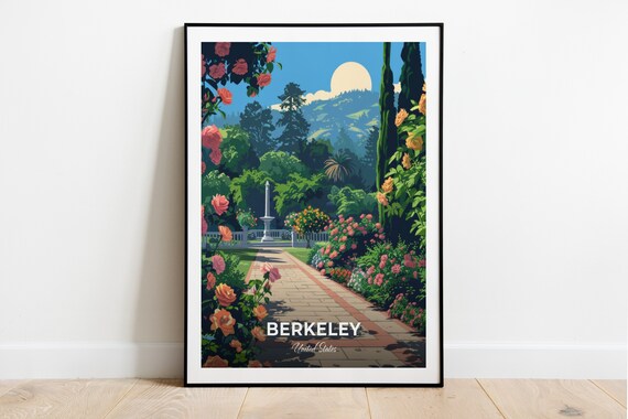 Berkeley United States Rose Garden Path Fountain Blossoms Travel Poster