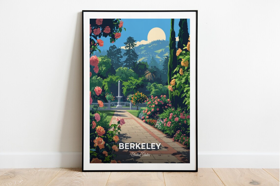 Berkeley United States Rose Garden Path Fountain Blossoms Travel Poster