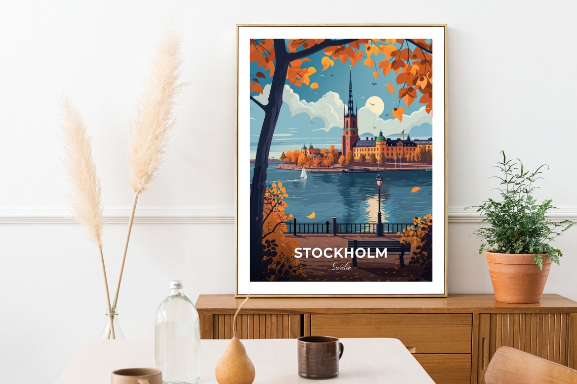 Stockholm Travel Poster Stockholm City Hall City Print Cityscape Artwork Birthday Wedding Gift Wall Art Location Print Home Decor - Image 2