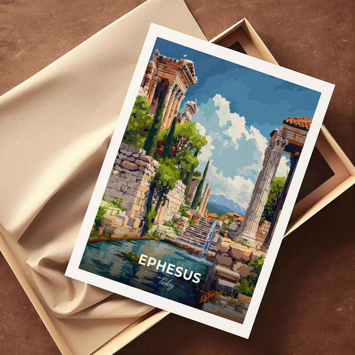 Ephesus Turkey Fountain Of Trajan Ruins Courtyard Travel Poster - Image 3