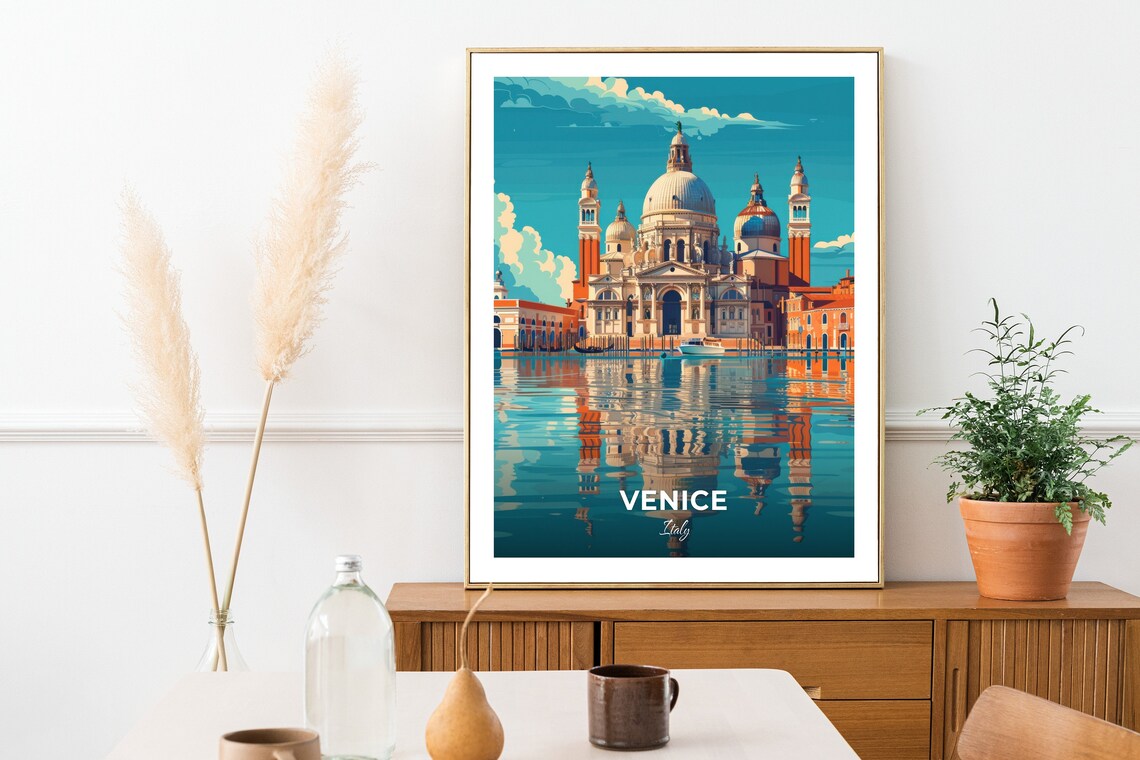 Venice Saint Marks Basilica Lagoon Reflections Grand Canal Travel Poster - Image 2