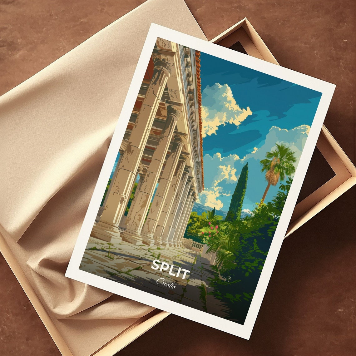 Split Croatia Ancient Stone Colonnade Columns Sunlit Travel Poster - Image 3