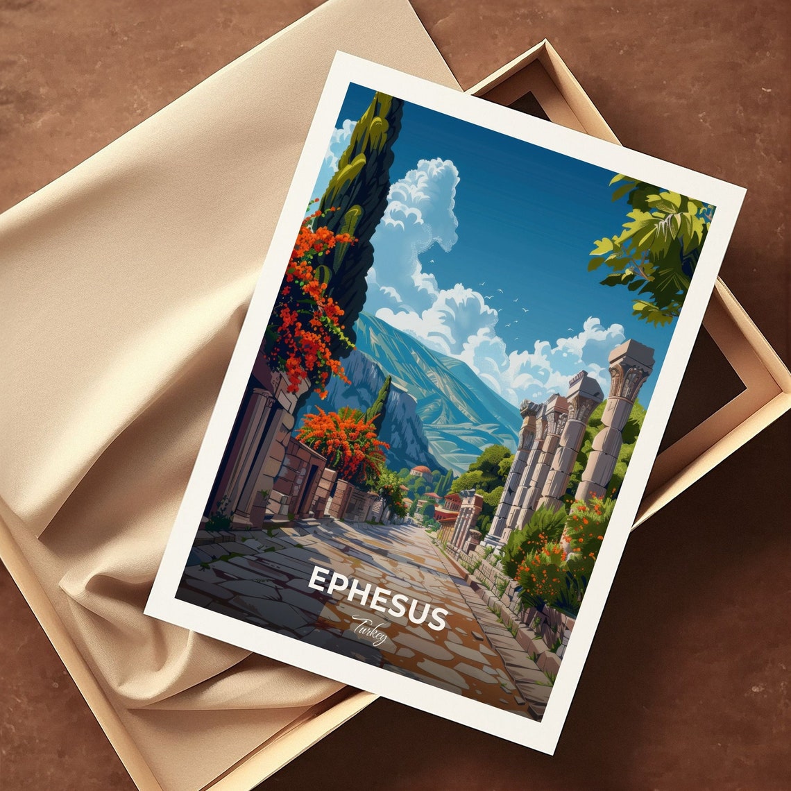 Ephesus Turkey Ancient Columned Street Marble Road History Poster - Image 3