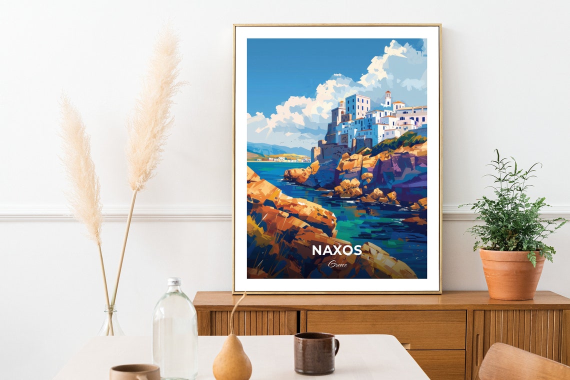 Naxos Travel Poster Castle Of Naxos City Print Cityscape Artwork Birthday Wedding Gift Wall Art Location Print Home Decor - Image 2