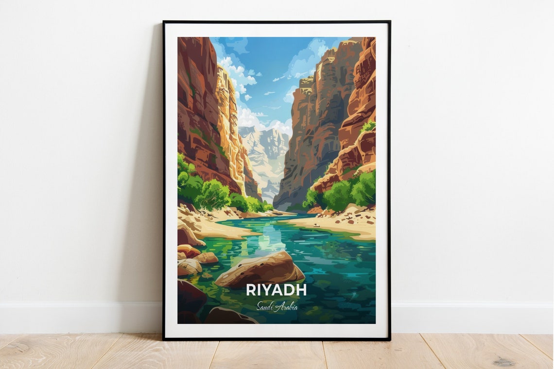Riyadh Wadi Hanifah Desert Canyon River Saudi Arabia Travel Poster