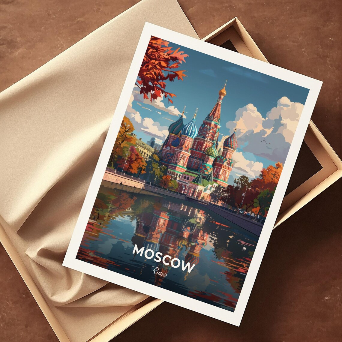 Moscow Russia Saint Basils Cathedral Autumn Vintage Travel Poster - Image 4