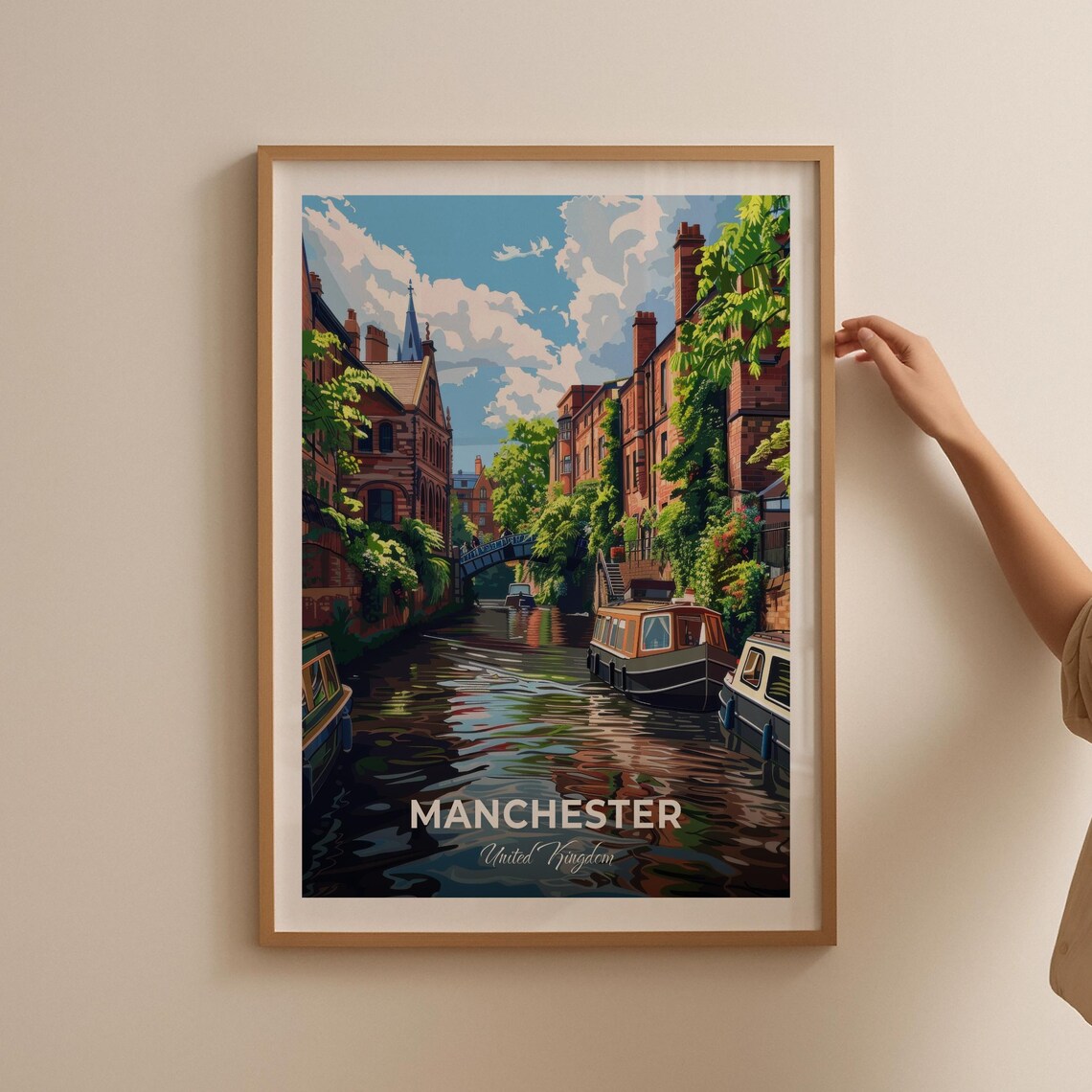 Manchester Castlefield Canal Narrowboats England Travel Poster - Image 2