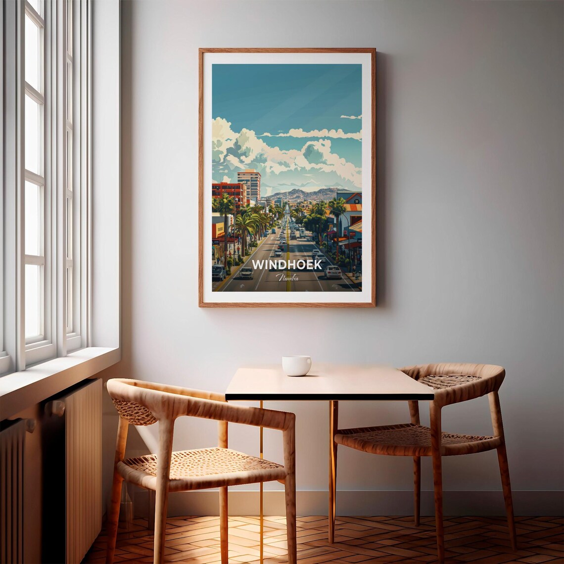 Windhoek Namibia Palm Lined Avenue Cityscape Vintage Travel Poster - Image 3