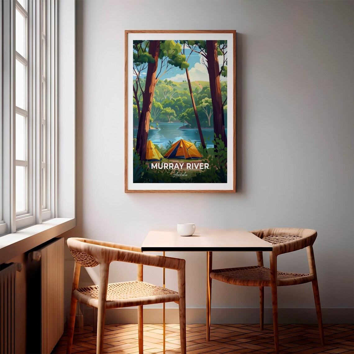 Murray River Australia Riverside Camping Tents Travel Poster - Image 2