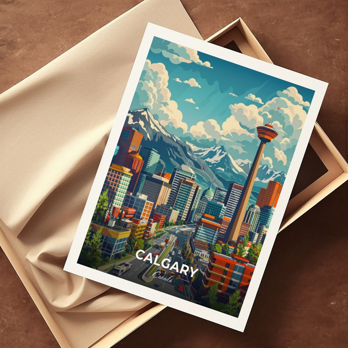 Calgary Canada Calgary Tower Rocky Mountains Skyline Travel Poster - Image 3