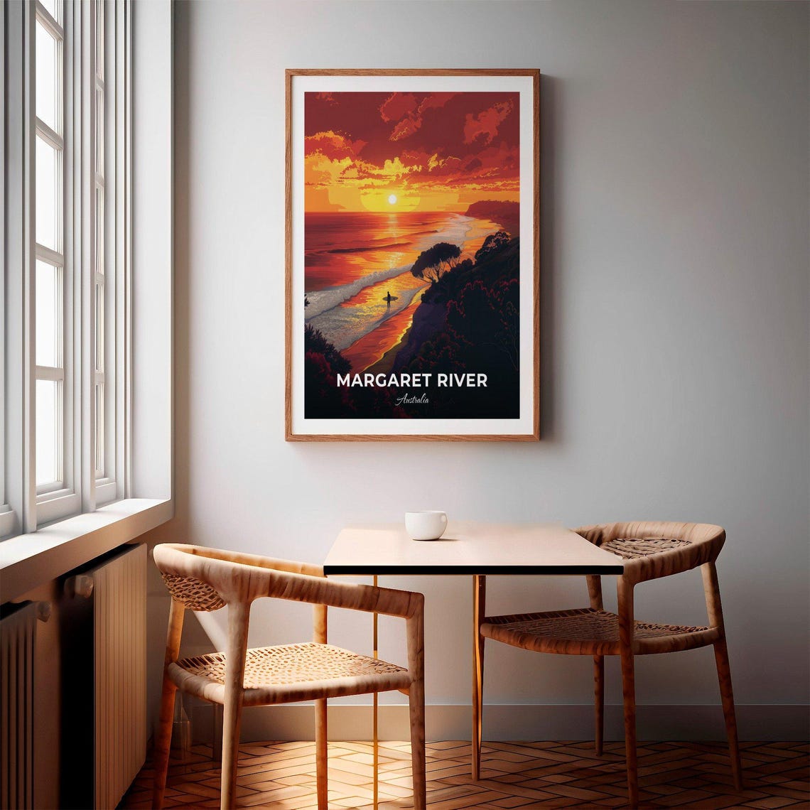Margaret River Australia Sunset Surf Beach Red Sky View Poster - Image 2
