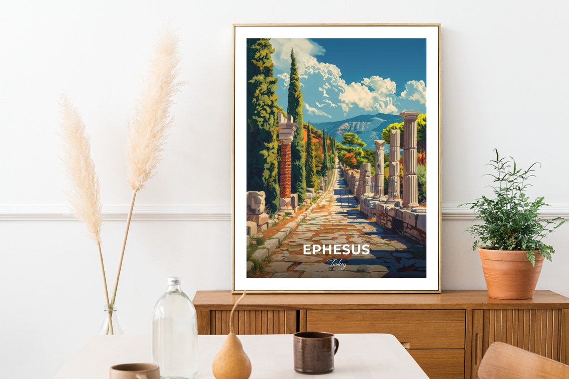 Ephesus Turkey Arcadian Way Marble Column Ruins Travel Poster - Image 3