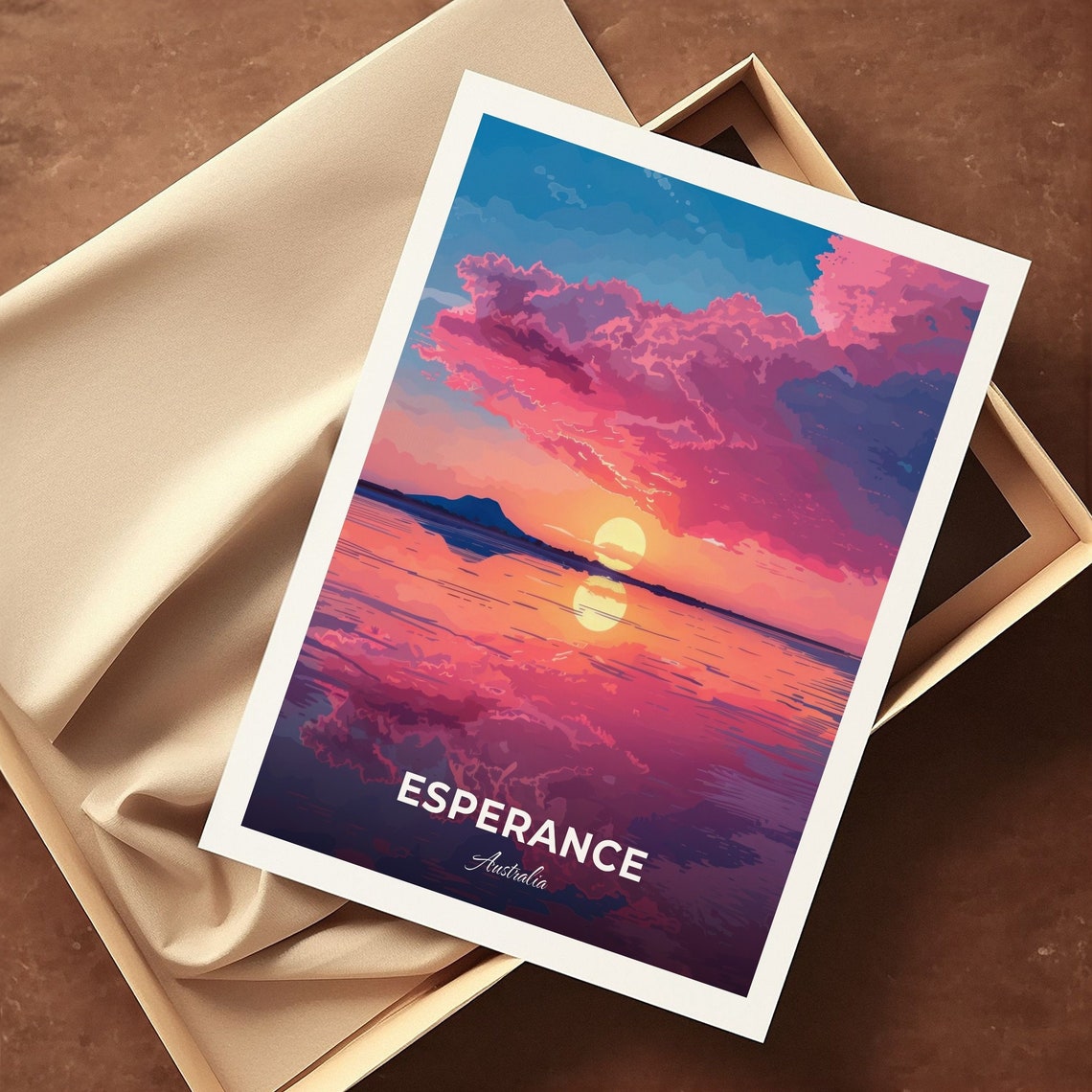 Esperance Australia Pink Sunset Over Calm Waters Travel Poster - Image 3