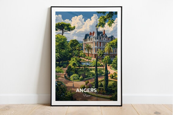 Angers France Garden Grand Chateau Grounds Trees Travel Poster