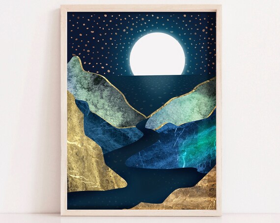 Mountain Wall Art Art Prints Watercolor Posters Blue Art Nature Prints Modern Print Home Wall Decor Apartment Wall Art Forest Art