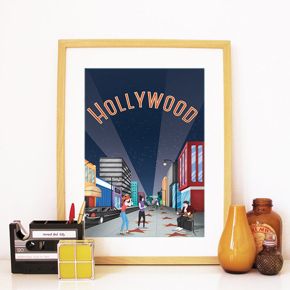 Hollywood Print Hollywood Skyline Hollywood Art Hollywood Poster Hollywood Watercolor Hollywood Art Hollywood Map Hollywood Wall Art - Image 2